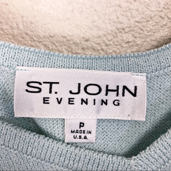 •ST. JOHN Evening• Tiffany Blue Knit Santana Tank - Picture 6 of 8